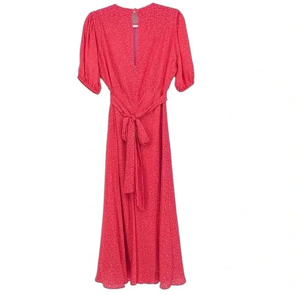 Ted Baker London Geometric Floral Print Puff Sleeves Midi Dress Size 8 US - Picture 6 of 11